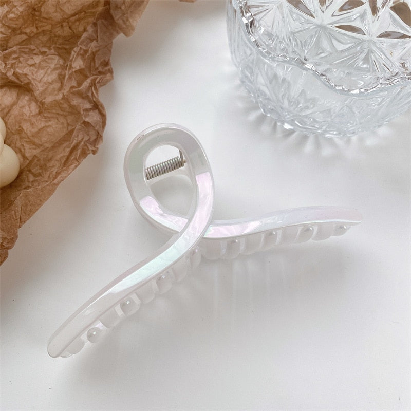 New 13cm Oversized Hair Claw Shark Clips Shiny Colorful Cross Grab Clip Womans Girl Elegant Ponytail Hairpin hair Accessory