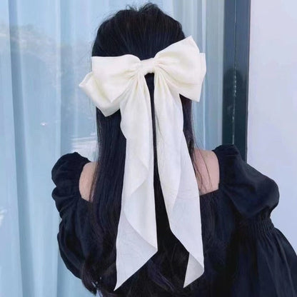 Women Large Bow Hairpin Summer Chiffon Big Bowknot Stain Bow Barrettes Women Solid Color Ponytail Clip Hair Accessories